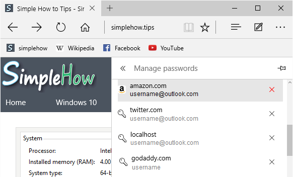 deleting saved password